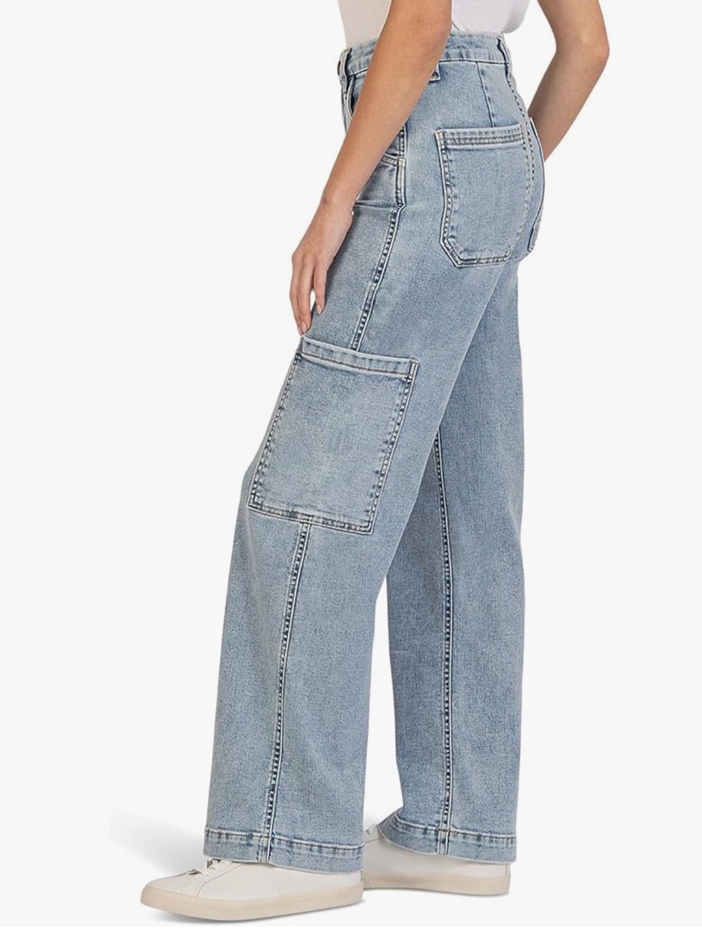 Kut From The Kloth High Rise Jodi Fab Ab Wide Leg Cargo Jeans 14 x 28 Stretch